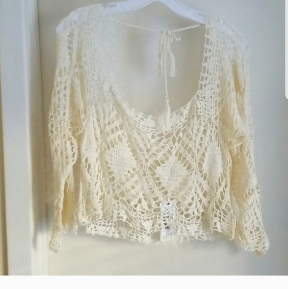 NWT L*Space Cody Crochet Summer Beach Swim Crop Top Coverup - Picture 9 of 12